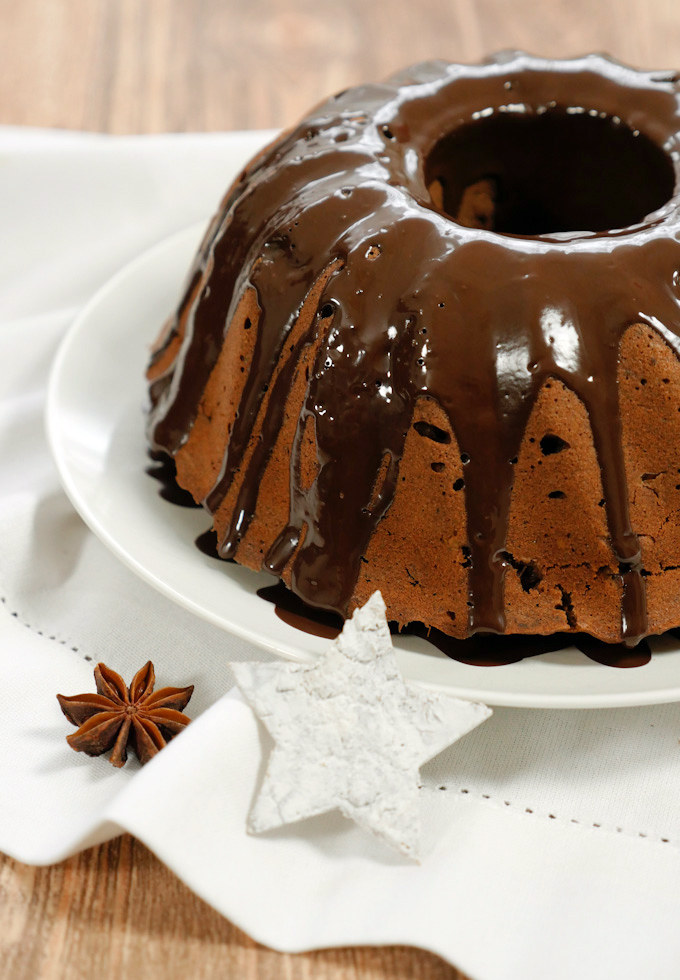 Spice cake with chocolate icing